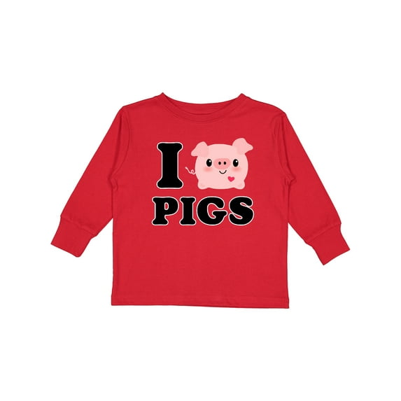 Inktastic I Love Pigs Boys or Girls Long Sleeve Toddler T-Shirt