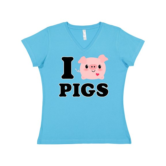 Inktastic I Love Pigs Women's V-Neck T-Shirt
