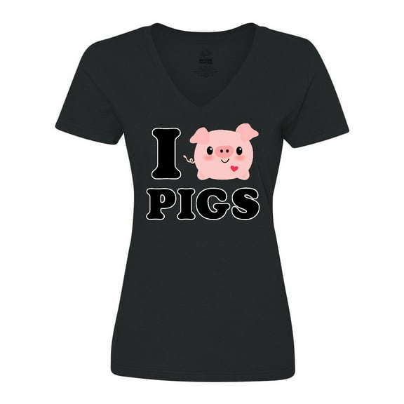 Inktastic I Love Pigs Women's V-Neck T-Shirt
