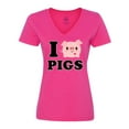 thumbnail image 1 of Inktastic I Love Pigs Women's V-Neck T-Shirt, 1 of 5