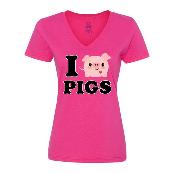 Inktastic I Love Pigs Women's V-Neck T-Shirt