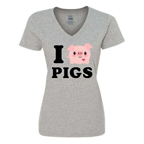 Inktastic I Love Pigs Women's V-Neck T-Shirt