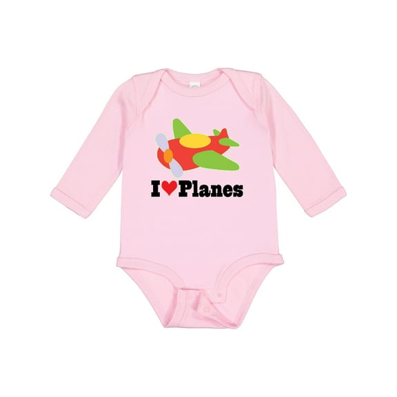 Inktastic I Love Planes Cute Airplane Boys or Girls Long Sleeve Baby Bodysuit