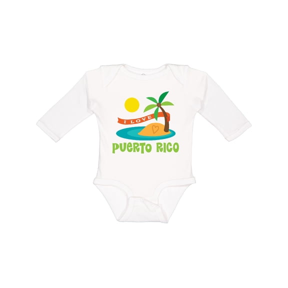 Inktastic I Love Puerto Rico Boys or Girls Long Sleeve Baby Bodysuit