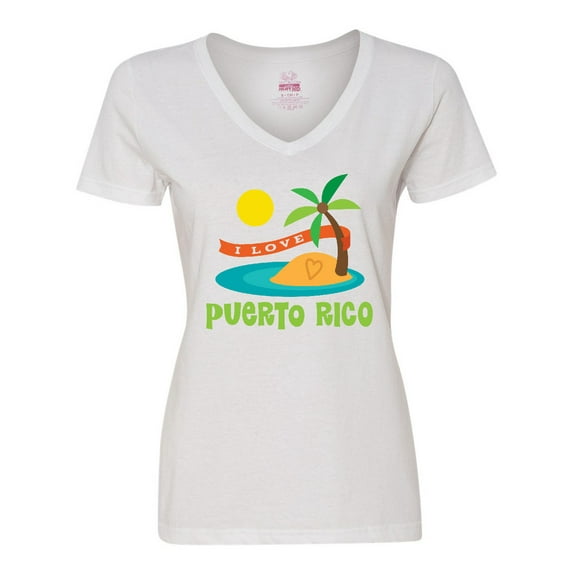 Inktastic I Love Puerto Rico Women's V-Neck T-Shirt