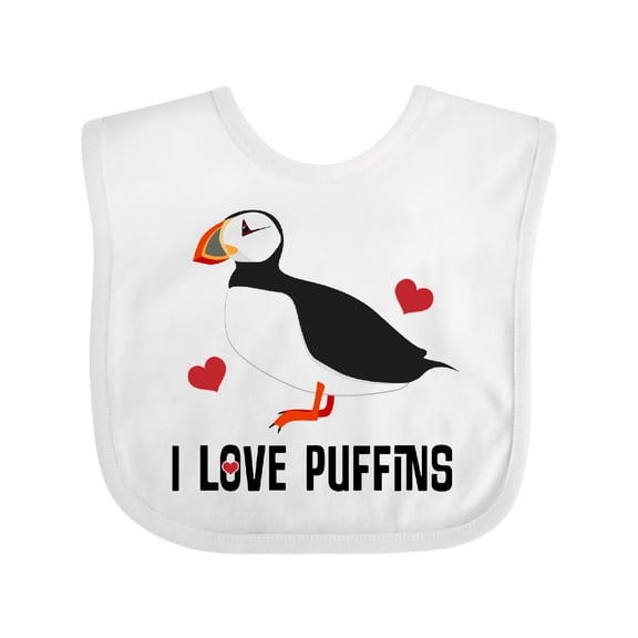Inktastic I Love Puffins Cute Birdwatcher Boys or Girls Baby Bib