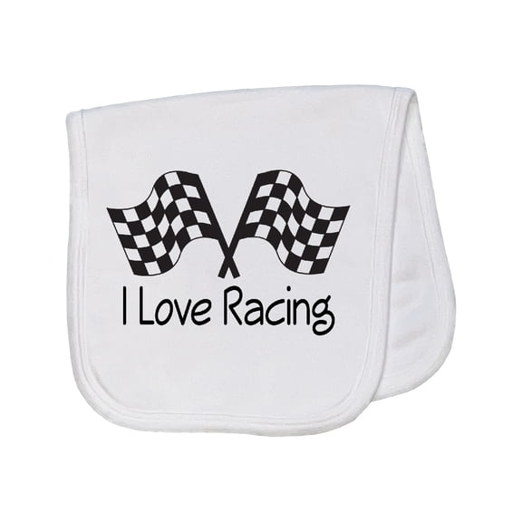 Inktastic I Love Racing Baby Burp Cloth