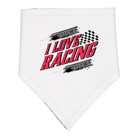 Inktastic I Love Racing with Tire Marks Baby Bandana Bib