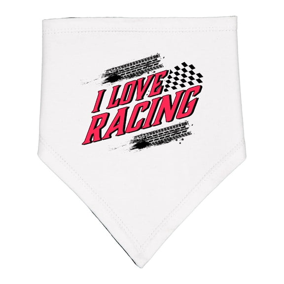 Inktastic I Love Racing with Tire Marks Baby Bandana Bib