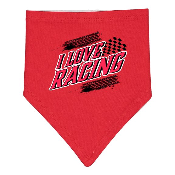 Inktastic I Love Racing with Tire Marks Baby Bandana Bib