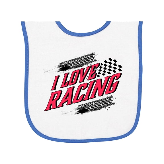 Inktastic I Love Racing with Tire Marks Baby Terry Cloth Bib