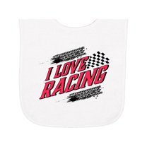 Inktastic I Love Racing with Tire Marks Baby Terry Cloth Bib