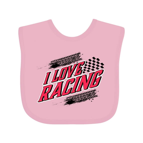 Inktastic I Love Racing with Tire Marks Boys or Girls Baby Bib