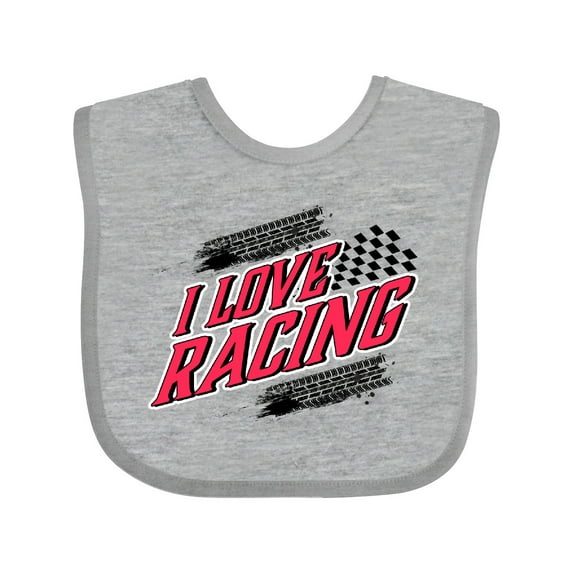 Inktastic I Love Racing with Tire Marks Boys or Girls Baby Bib
