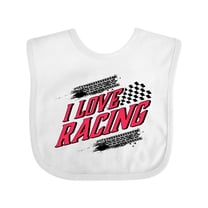 Inktastic I Love Racing with Tire Marks Boys or Girls Baby Bib