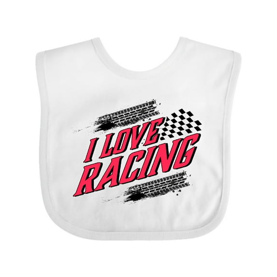 Inktastic I Love Racing with Tire Marks Boys or Girls Baby Bib