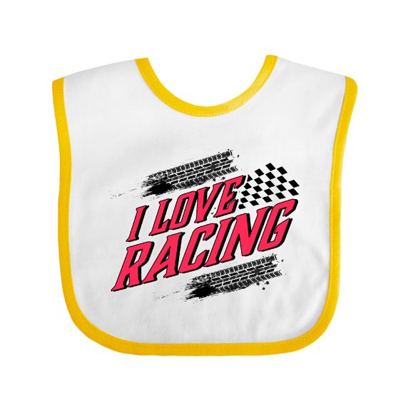 Inktastic I Love Racing with Tire Marks Boys or Girls Baby Bib