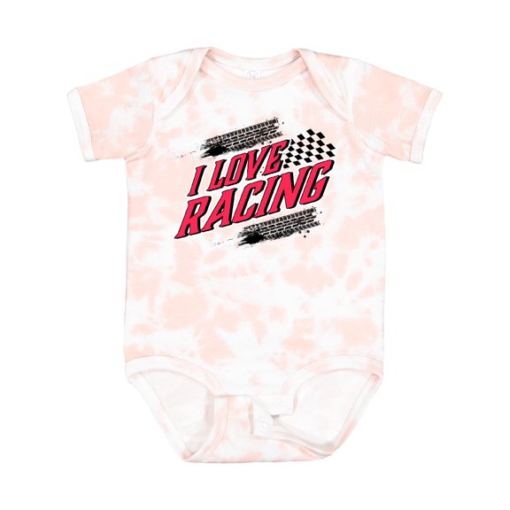 Inktastic I Love Racing with Tire Marks Boys or Girls Baby Bodysuit