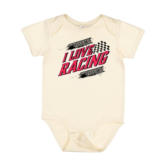 Inktastic I Love Racing with Tire Marks Boys or Girls Baby Bodysuit
