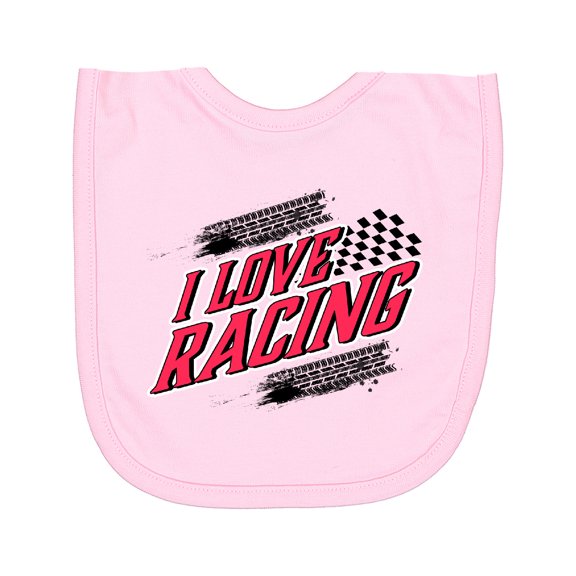 Inktastic I Love Racing with Tire Marks Newborn Bib