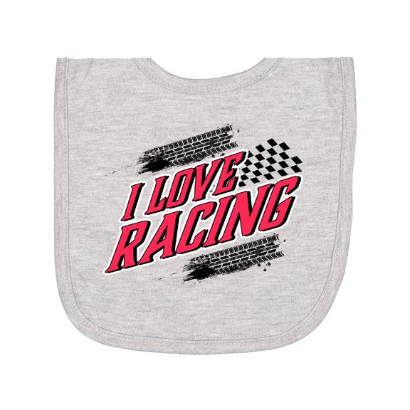Inktastic I Love Racing with Tire Marks Newborn Bib