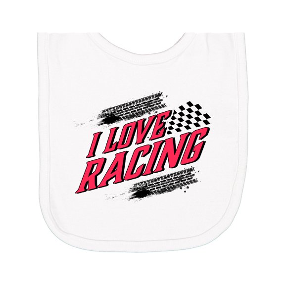 Inktastic I Love Racing with Tire Marks Newborn Bib