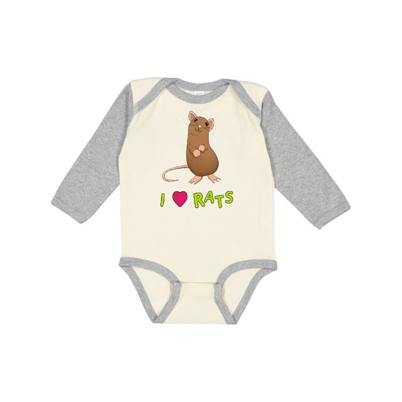 Inktastic I Love Rats Boys or Girls Long Sleeve Baby Bodysuit