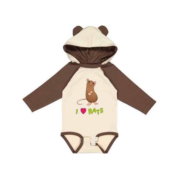 Inktastic I Love Rats Boys or Girls Long Sleeve Baby Bodysuit