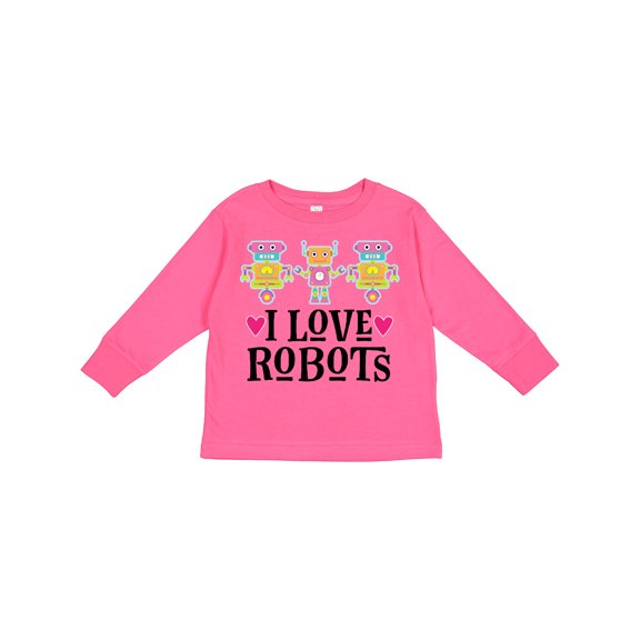 Inktastic I Love Robots Cute Robotics Girls Long Sleeve Toddler T-Shirt