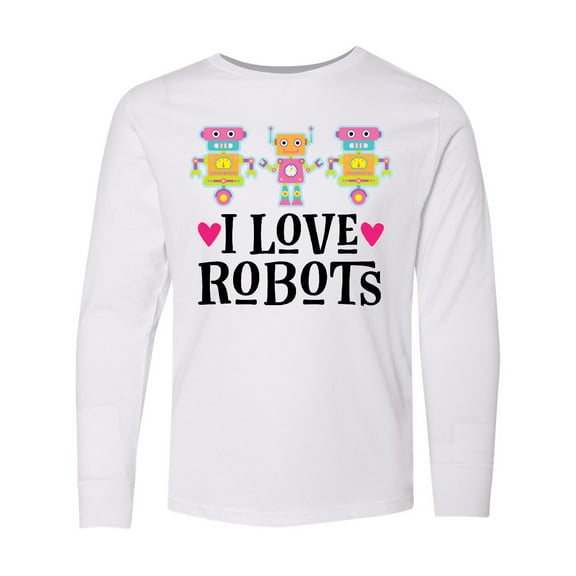Inktastic I Love Robots Cute Robotics Long Sleeve Youth T-Shirt