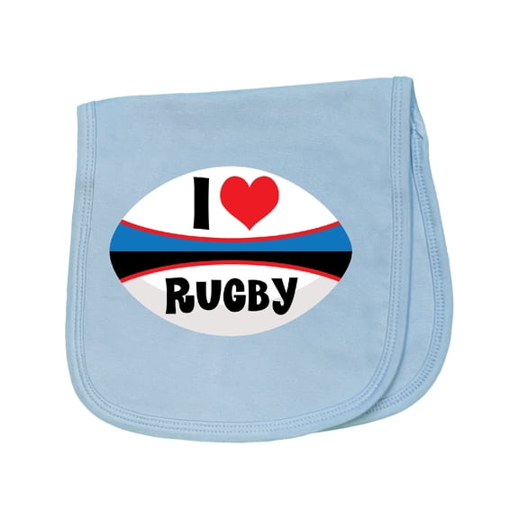 Inktastic I Love Rugby Sports Ball Baby Burp Cloth