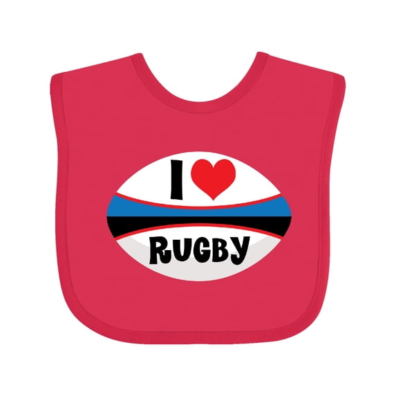 Inktastic I Love Rugby Sports Ball Boys or Girls Baby Bib