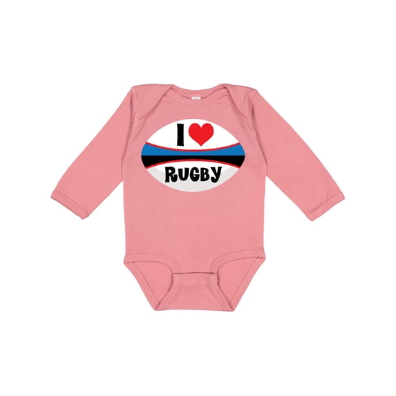 Inktastic I Love Rugby Sports Ball Boys or Girls Long Sleeve Baby Bodysuit