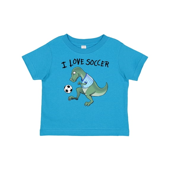 Inktastic I Love Soccer-Dinosaur in Blue Boys or Girls Baby T-Shirt