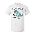 thumbnail image 1 of Inktastic I Love Soccer-Dinosaur in Blue T-Shirt, 1 of 5