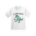 thumbnail image 1 of Inktastic I Love Soccer-dinosaur in Blue Youth T-Shirt, 1 of 5