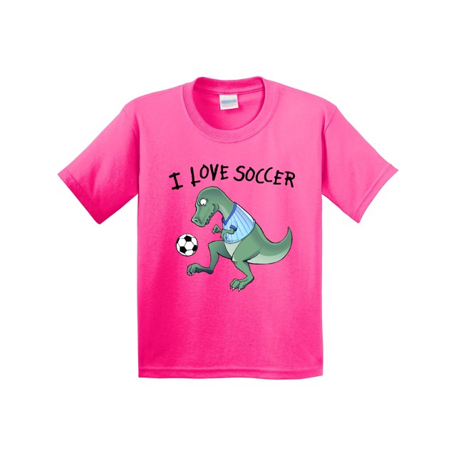 Inktastic I Love Soccer-dinosaur in Blue Youth T-Shirt