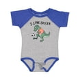 thumbnail image 1 of Inktastic I Love Soccer-Dinosaur in Orange Boys or Girls Baby Bodysuit, 1 of 5