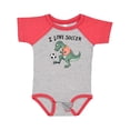 thumbnail image 1 of Inktastic I Love Soccer-Dinosaur in Orange Boys or Girls Baby Bodysuit, 1 of 5