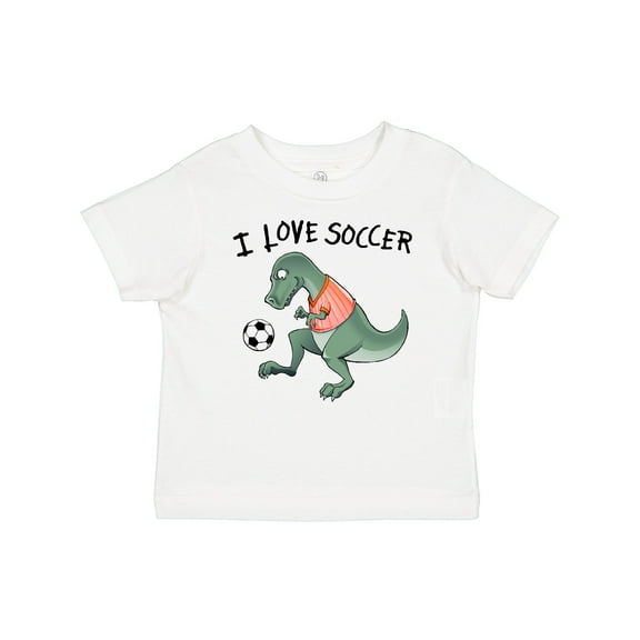 Inktastic I Love Soccer-Dinosaur in Orange Boys or Girls Baby T-Shirt