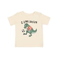 thumbnail image 1 of Inktastic I Love Soccer-Dinosaur in Orange Boys or Girls Baby T-Shirt, 1 of 5