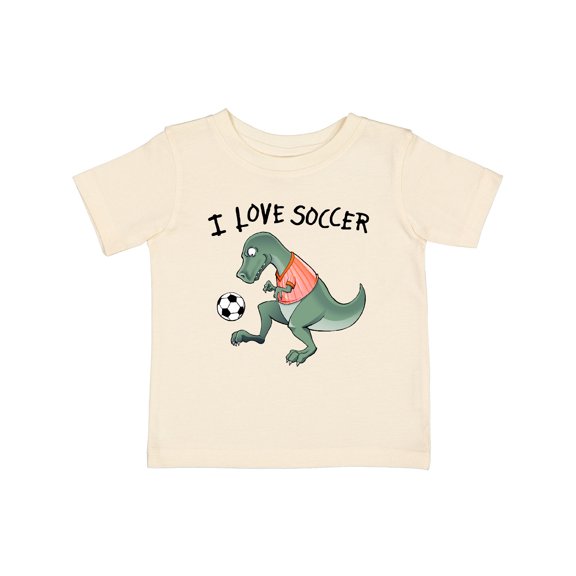 Inktastic I Love Soccer-Dinosaur in Orange Boys or Girls Baby T-Shirt