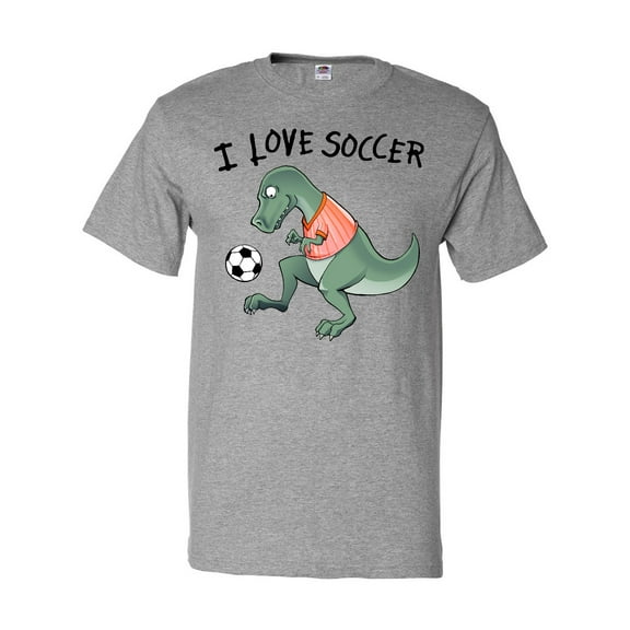 Inktastic I Love Soccer-Dinosaur in Orange T-Shirt
