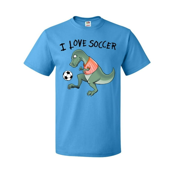 Inktastic I Love Soccer-Dinosaur in Orange T-Shirt