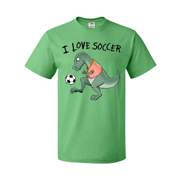 Inktastic I Love Soccer-Dinosaur in Orange T-Shirt