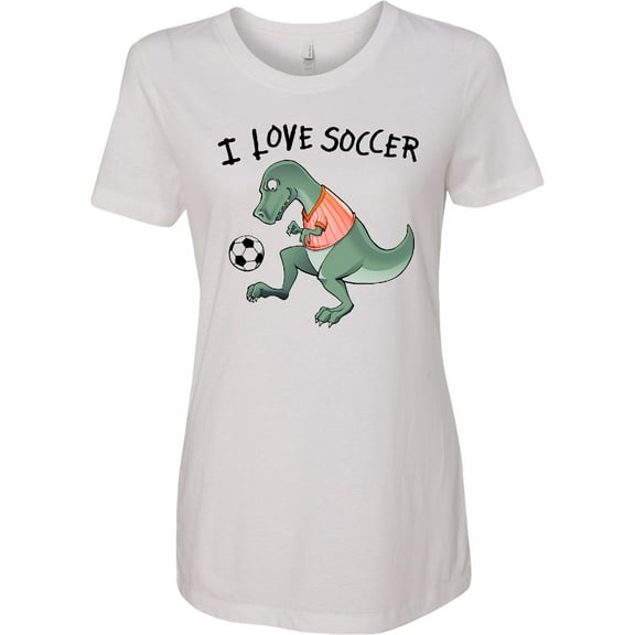 Inktastic I Love Soccer-dinosaur in Orange Women's T-Shirt