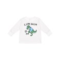 thumbnail image 1 of Inktastic I Love Soccer-dinosaur in Blue Boys or Girls Long Sleeve Toddler T-Shirt, 1 of 5