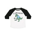 thumbnail image 1 of Inktastic I Love Soccer-dinosaur in Blue Boys or Girls Toddler T-Shirt, 1 of 5