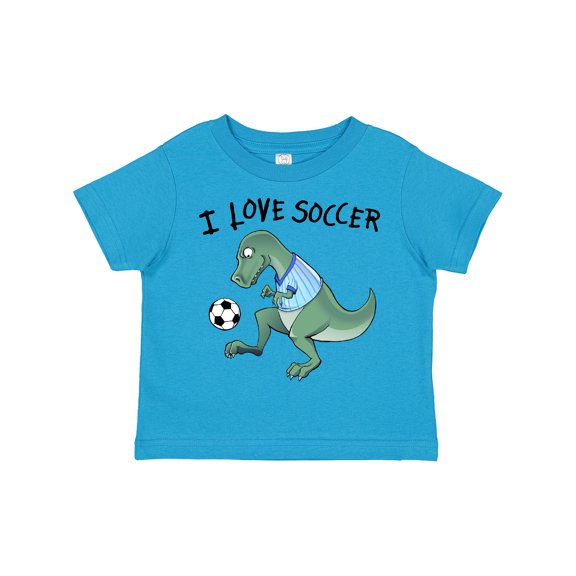 Inktastic I Love Soccer-dinosaur in Blue Boys or Girls Toddler T-Shirt