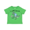thumbnail image 1 of Inktastic I Love Soccer-dinosaur in Blue Boys or Girls Toddler T-Shirt, 1 of 5